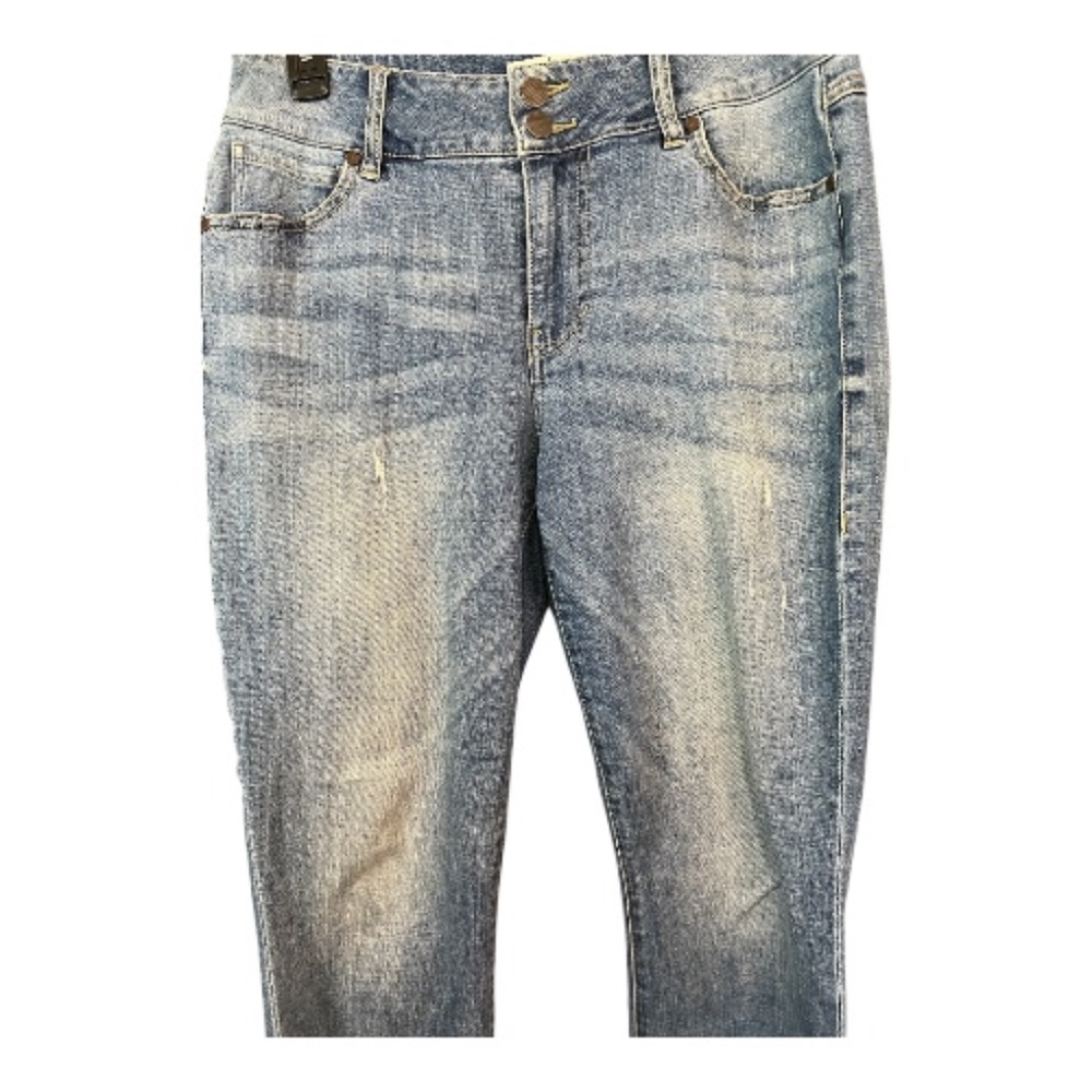 EUC Cabi hi-low crop lightly distressed blue jeans – size 10 - Picture 4 of 9